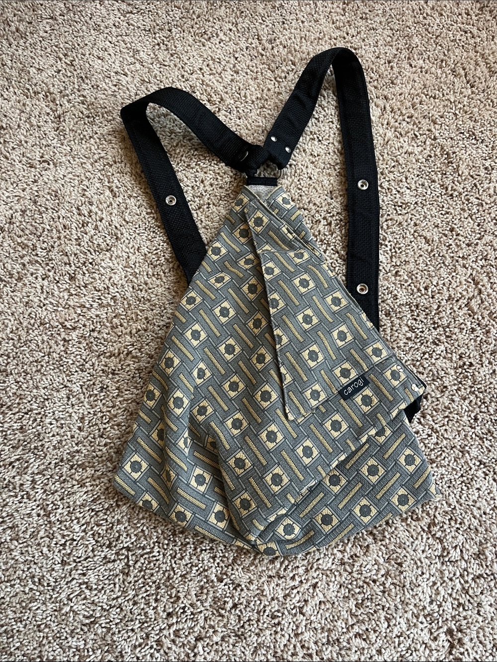Carogi Patterned Crossbody Sling Bag in Gray and Gold